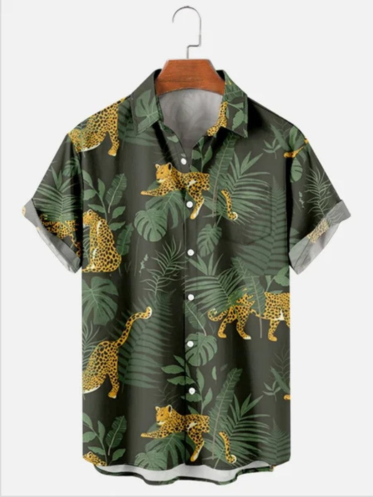 Mens Casual Stylish Lapel Shirt Top