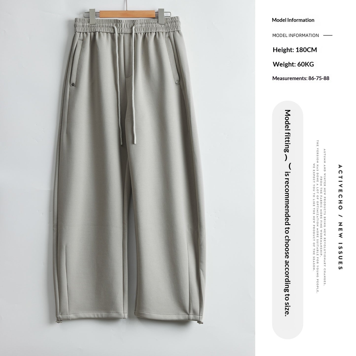 Mens Straight-Leg Sweatpants FallWinter Loose Wide-Leg Design