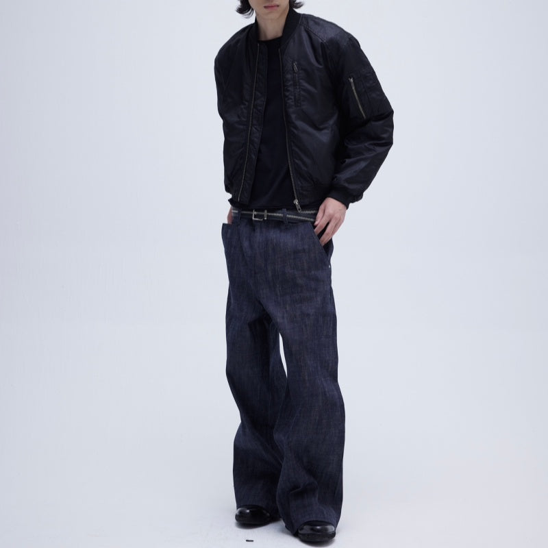 Textured Three-dimensional Loose-fitting Straight-leg Trousers