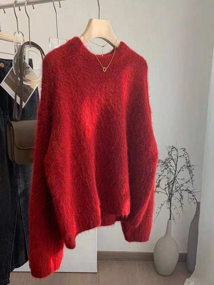 Thickened Cozy Mohair Sweater For Women In A Relaxed Laid-back Style For Fall And Winter