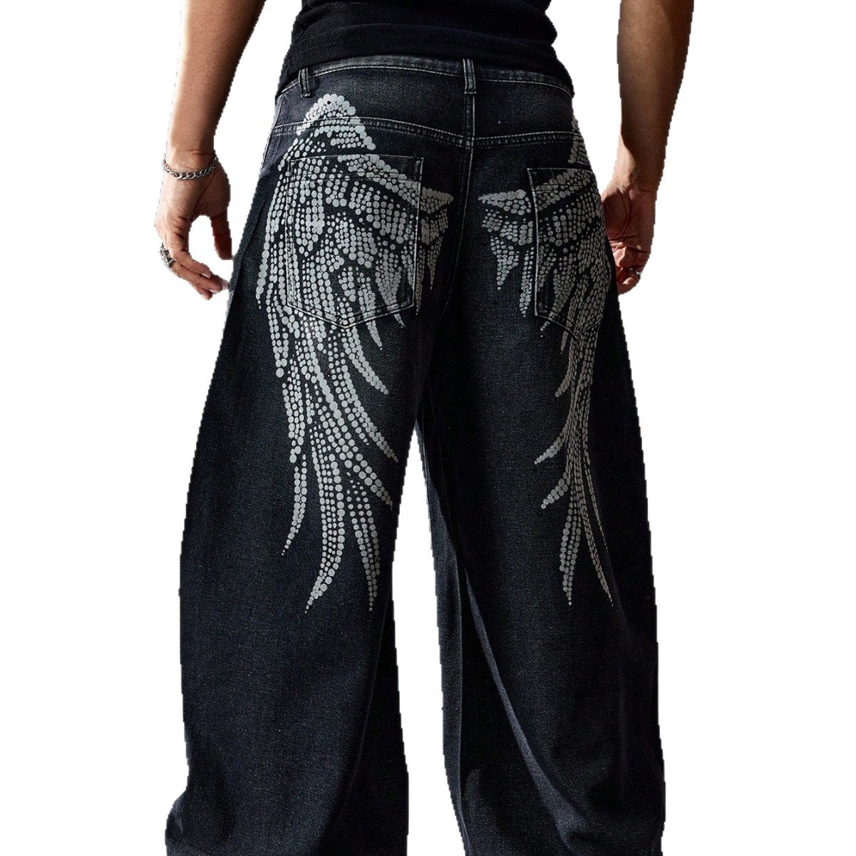 American-style Street-washed, Distressed, Slightly Flared Denim Jeans