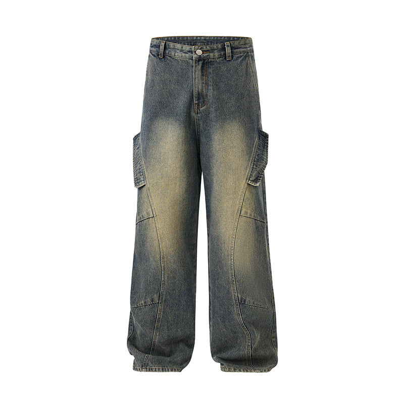 Mens Retro Nostalgic Loose Fit Straight Jeans