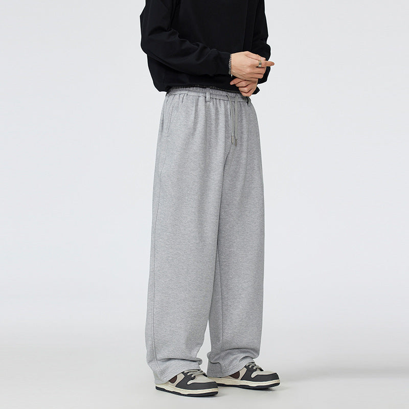 Mens Loose-Fit American-Style High-Street Drawstring Sweatpants