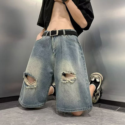 Straight Ruoshuai Casual Five-point Denim Men's Shorts