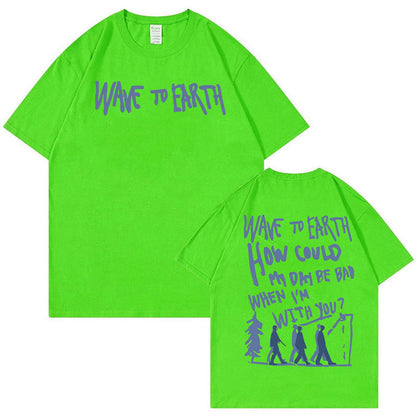 Retro Wave Earth Music Album Print T-Shirt