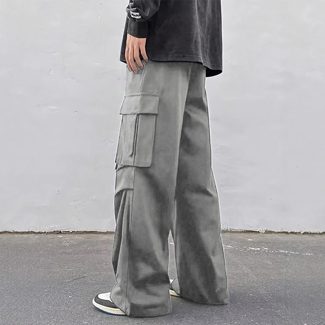 Mid-rise Wide-leg Parachute Pants Casual Slimming Workwear Trousers