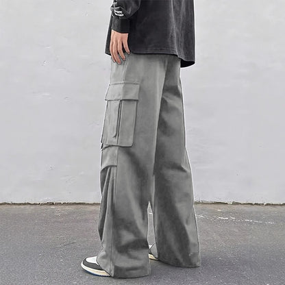 Mid-rise Wide-leg Parachute Pants Casual Slimming Workwear Trousers