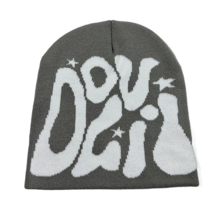 Outdoor Retro Sports Star Letter Jacquard Knitted Hat