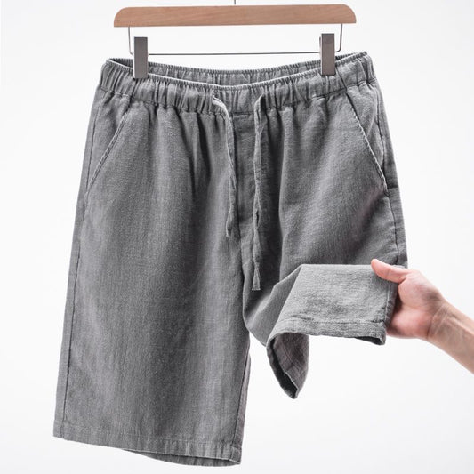 Solid Color Loose Straight Light Cotton Linen Men's Shorts