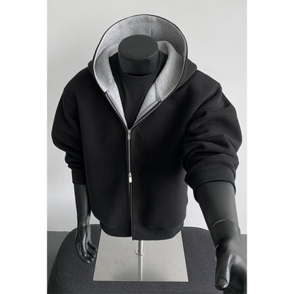 Casual Cropped Patchwork Cardigan Hoodie