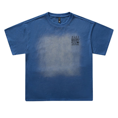 Retro Washed-print Short-sleeve T-shirt