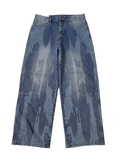 American-style Relaxed Straight-leg Washed Denim Jeans