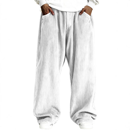 Mens Casual Solid Color Corduroy Pocket Sweatpants