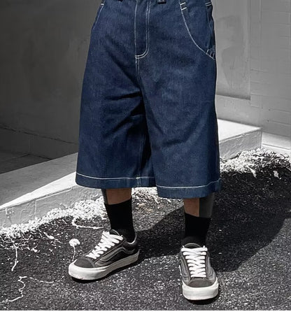 Mens Loose-Fit Summer Denim Shorts In The American West Coast Style