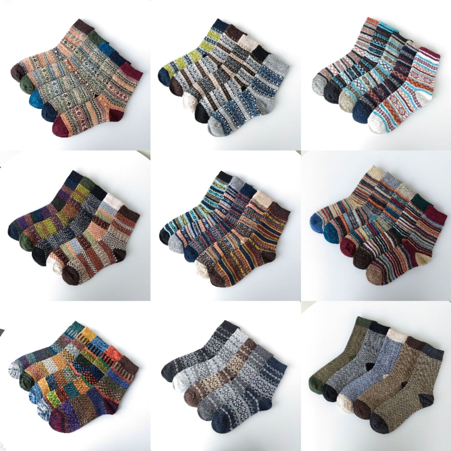 Mens Socks Vintage Ethnic-style Wool Socks For Winter