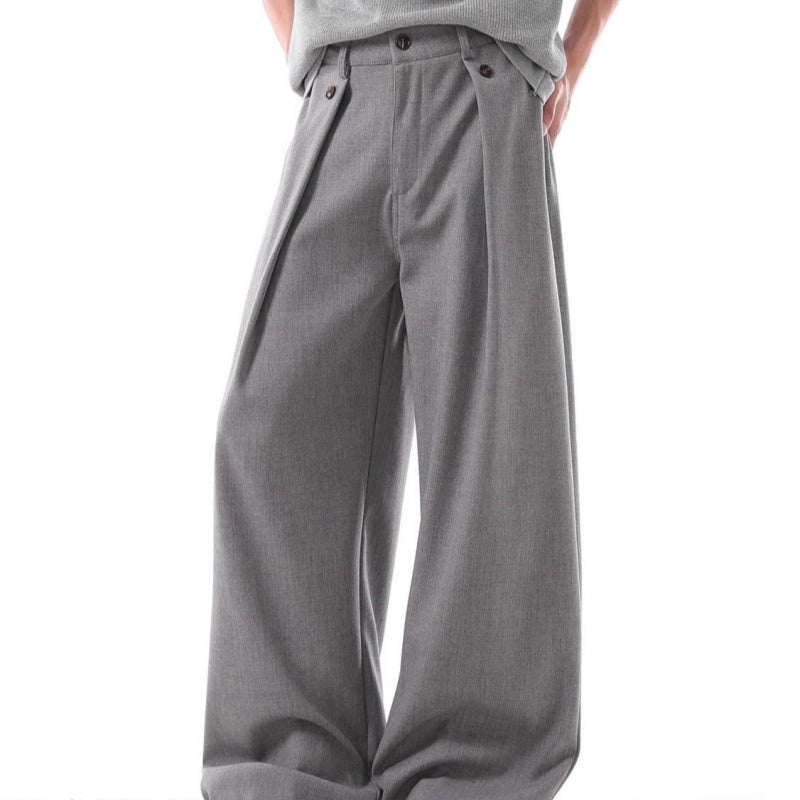 American-style Vintage Relaxed-fit Straight-leg Draping Casual Trousers