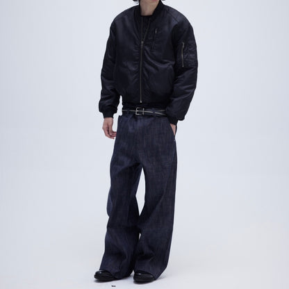 Textured Three-dimensional Loose-fitting Straight-leg Trousers