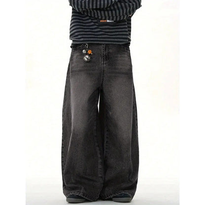 Mens High-Street Relaxed Premium-Looking Versatile Wide-Leg Pants