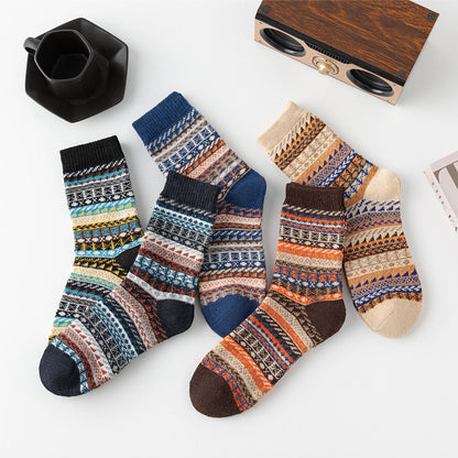 Mens Socks Vintage Ethnic-style Wool Socks For Winter
