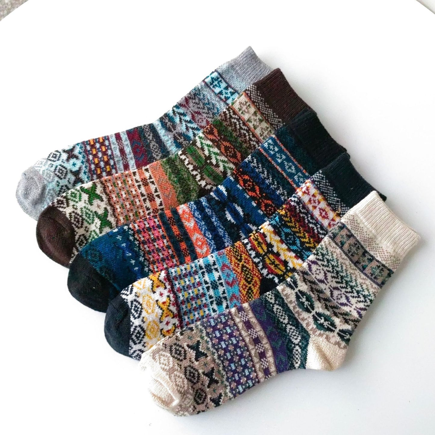 Mens Socks Vintage Ethnic-style Wool Socks For Winter