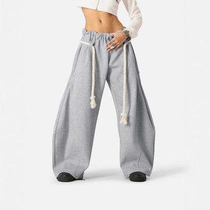 Retro Gray Sweatpants Wide-leg Pants Autumn Loose-fit Casual