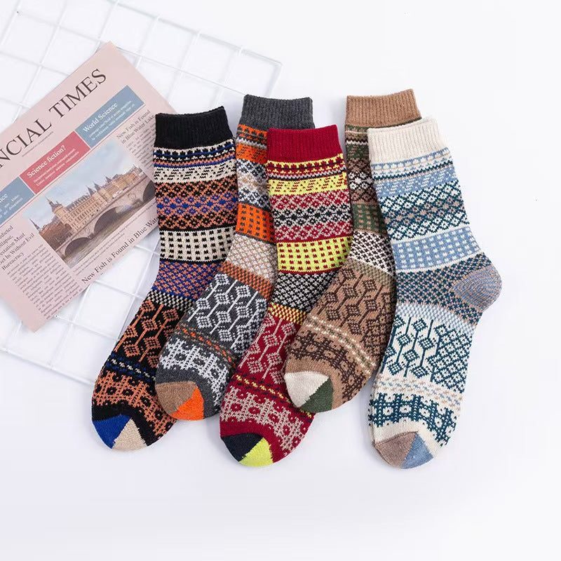 Mens Socks Vintage Ethnic-style Wool Socks For Winter