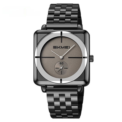 Square Steel Band Stylish Standalone Seconds Subdial With Two Hands Solid Steel Band Quartz Watch