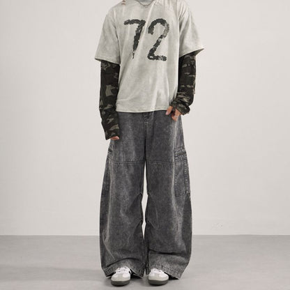 Casual Baggy Pants With A Utility-style Design Featuring Multiple Pockets And Zip Fly