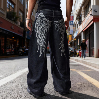 American-style Street-washed, Distressed, Slightly Flared Denim Jeans