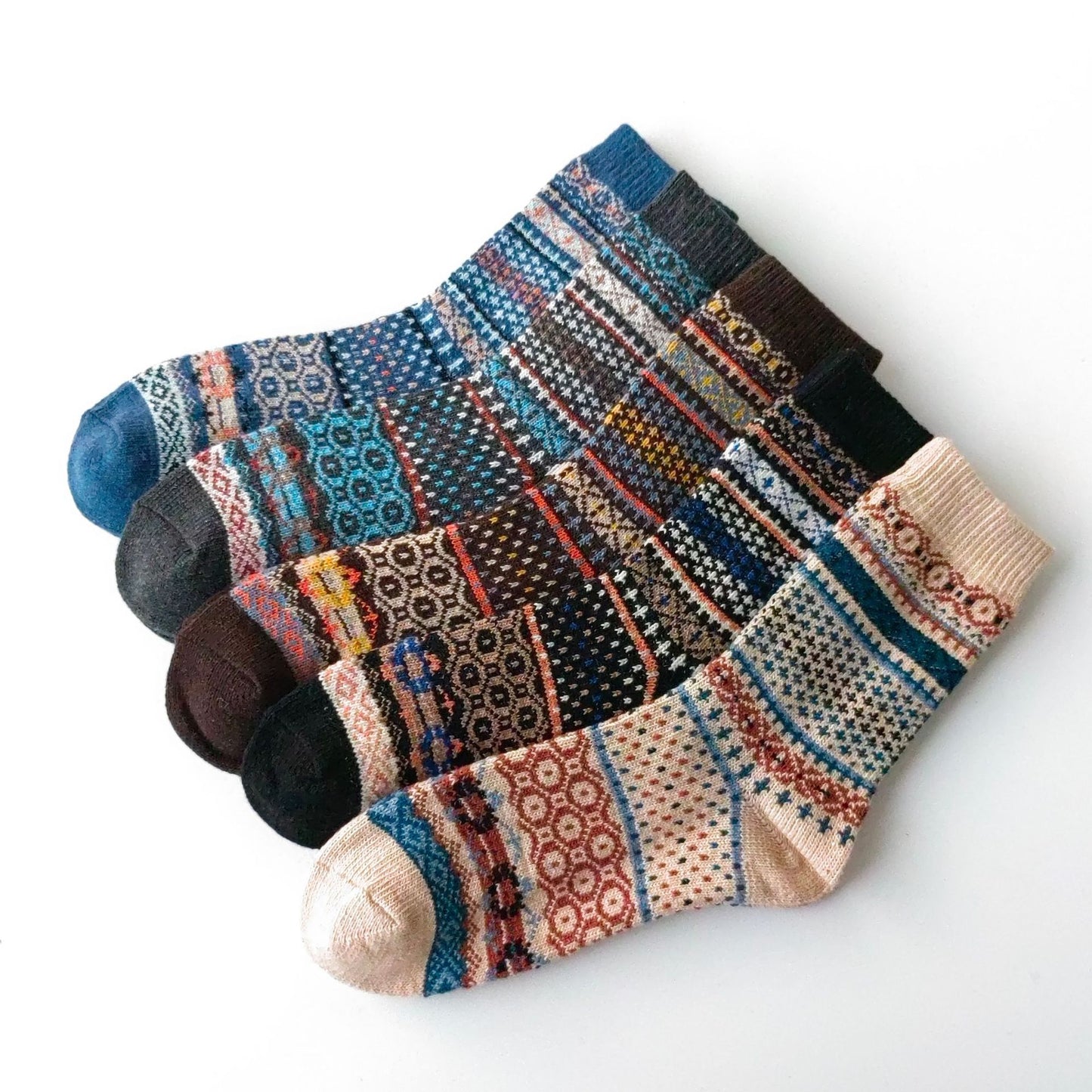 Mens Socks Vintage Ethnic-style Wool Socks For Winter