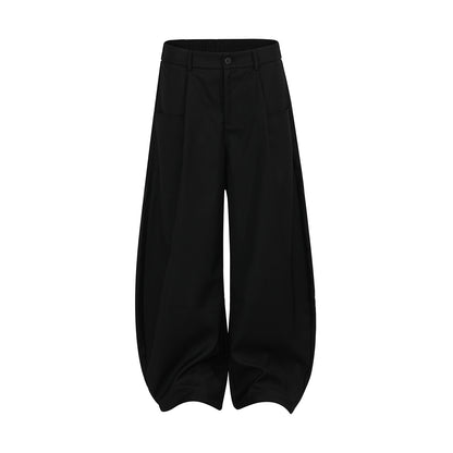 American-style Vintage Unisex Pleated Loose-fit Bootcut Trousers