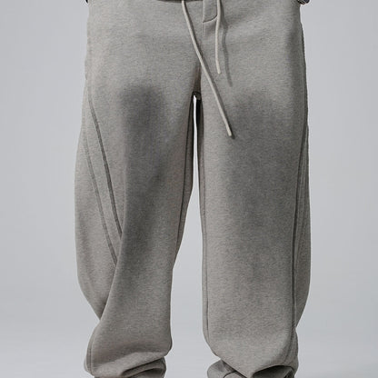 Fleece-Lined Distressed Knit Sweatpants With A Straight Leg In Winter Style