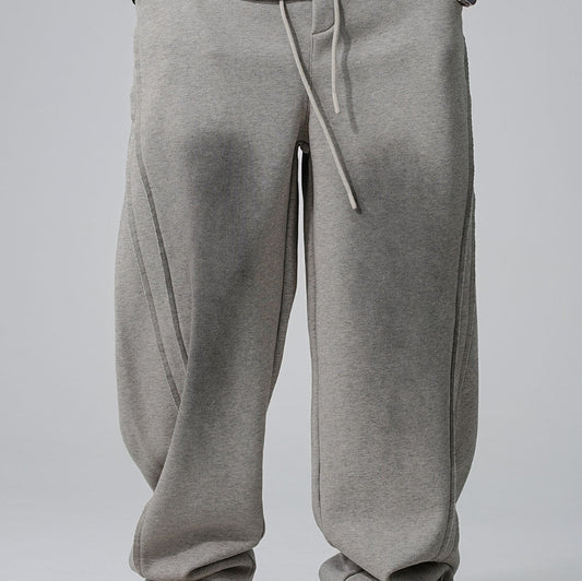 Fleece-Lined Distressed Knit Sweatpants With A Straight Leg In Winter Style