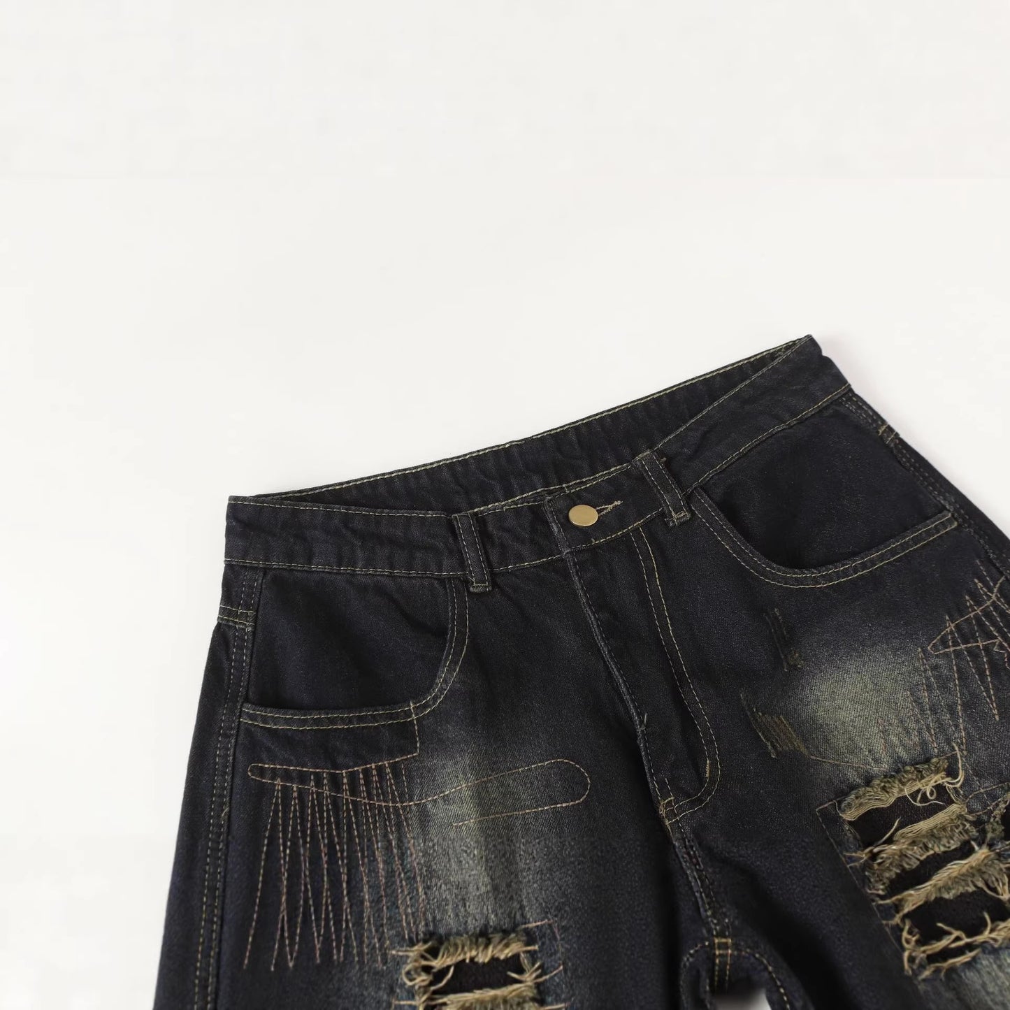 Major Post-apocalyptic Patch High-street Jeans With A Relaxed Wide-leg Fit