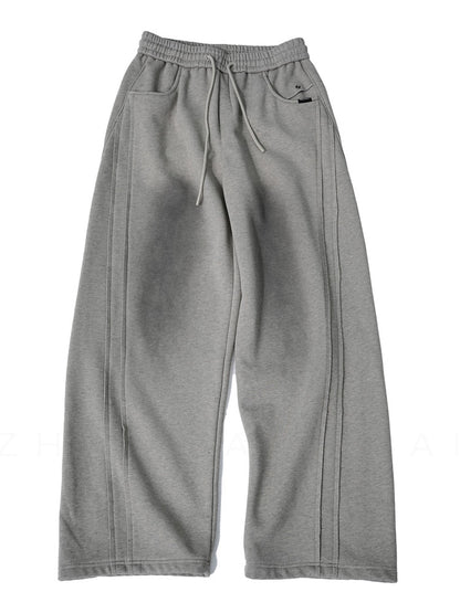 Fleece-Lined Distressed Knit Sweatpants With A Straight Leg In Winter Style