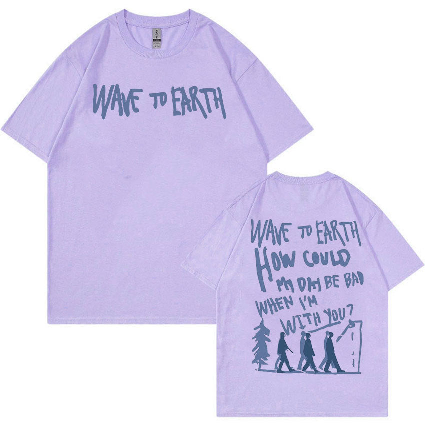 Retro Wave Earth Music Album Print T-Shirt