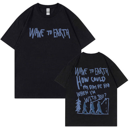 Retro Wave Earth Music Album Print T-Shirt