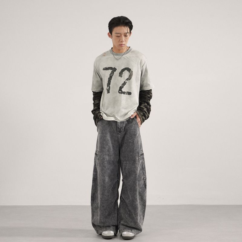 Casual Baggy Pants With A Utility-style Design Featuring Multiple Pockets And Zip Fly