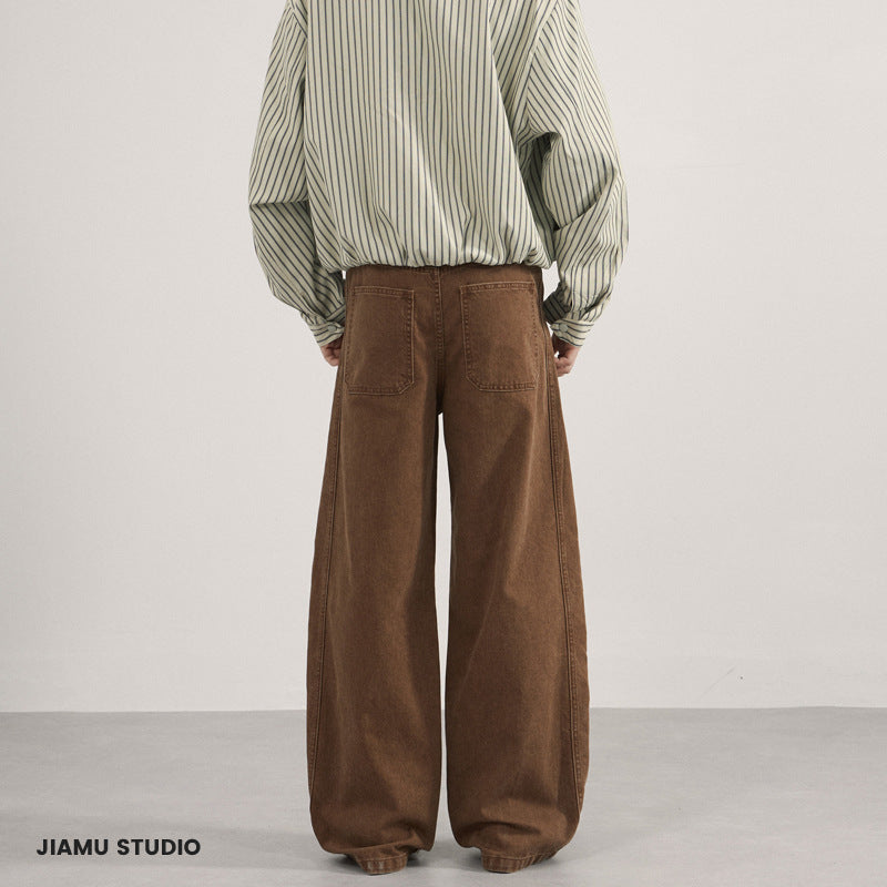 Contoured Scimitar-shaped Casual Loose Wide-leg Pants