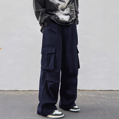 Mid-rise Wide-leg Parachute Pants Casual Slimming Workwear Trousers