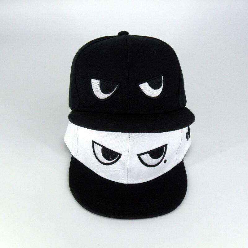 Casual Flat-brimmed Cap Black And White Eyes Hip Hop Hat