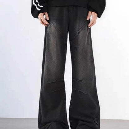 Mens New Vintage American-Style Deconstructed Flared Jeans