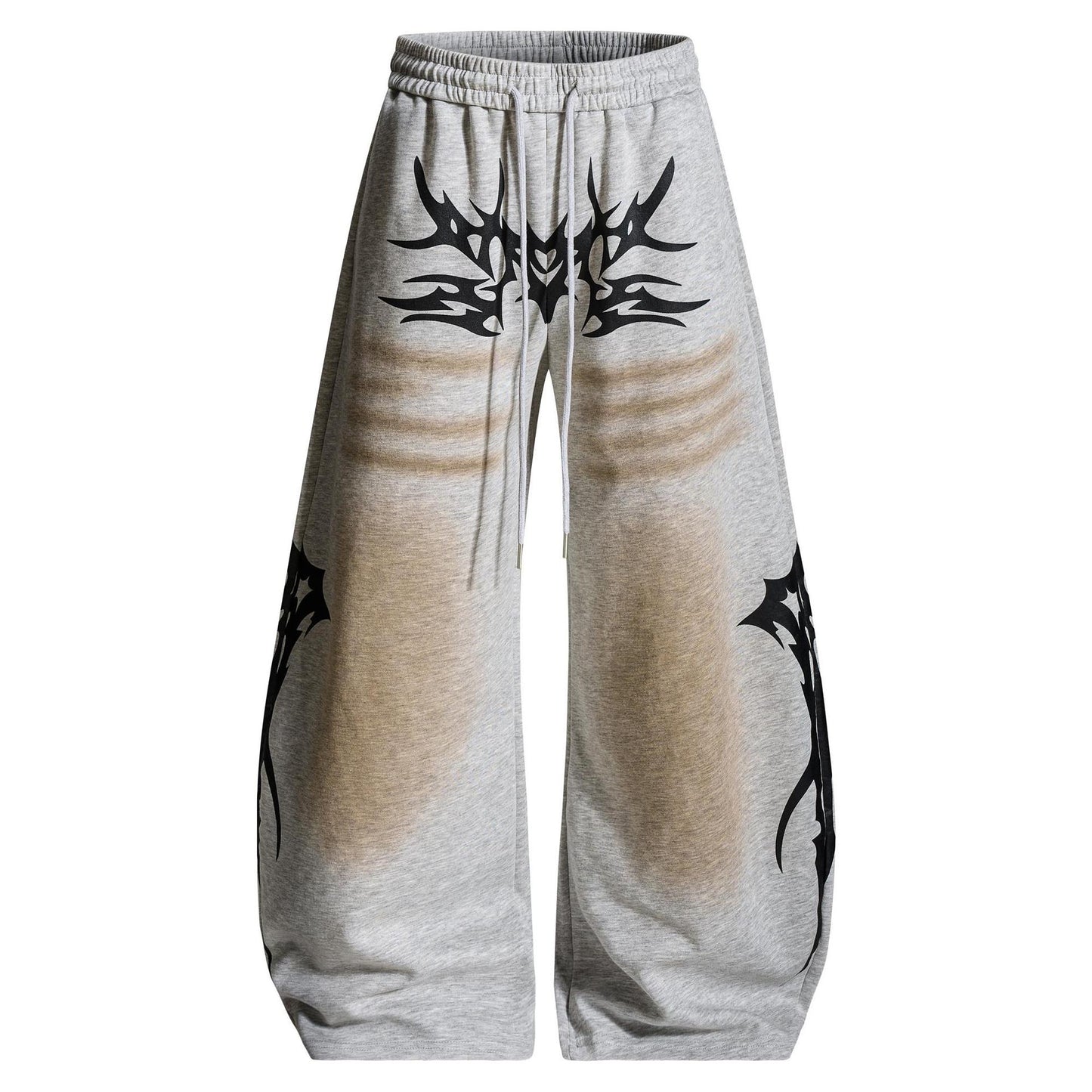 Distressed Vintage-style Totem-printed Harem Pants With A Curved Blade Design