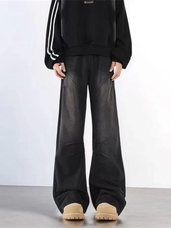 Mens New Vintage American-Style Deconstructed Flared Jeans