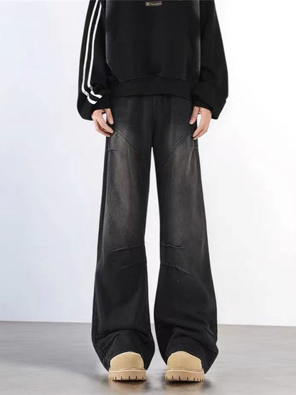 Mens New Vintage American-Style Deconstructed Flared Jeans