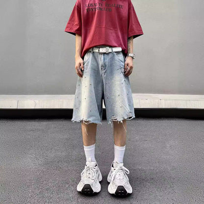 Ripped Frayed-edge Loose-fit Casual Versatile Denim Shorts