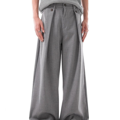 American-style Vintage Relaxed-fit Straight-leg Draping Casual Trousers