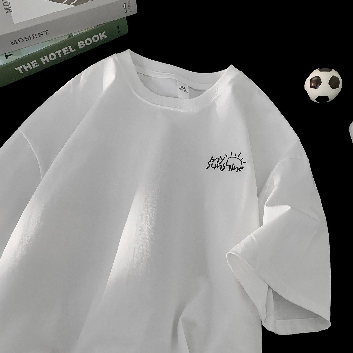 Teenage Minimalist Trendy Loose-fitting Crew-neck Half-sleeve