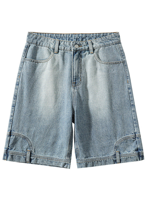 Loose Straight Bermuda Shorts Men's Blue