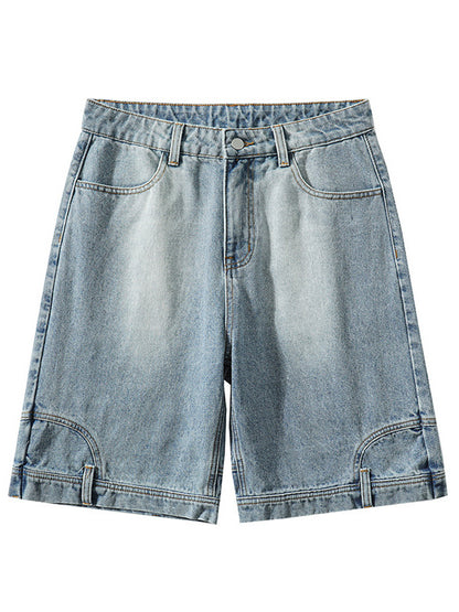 Loose Straight Bermuda Shorts Men's Blue